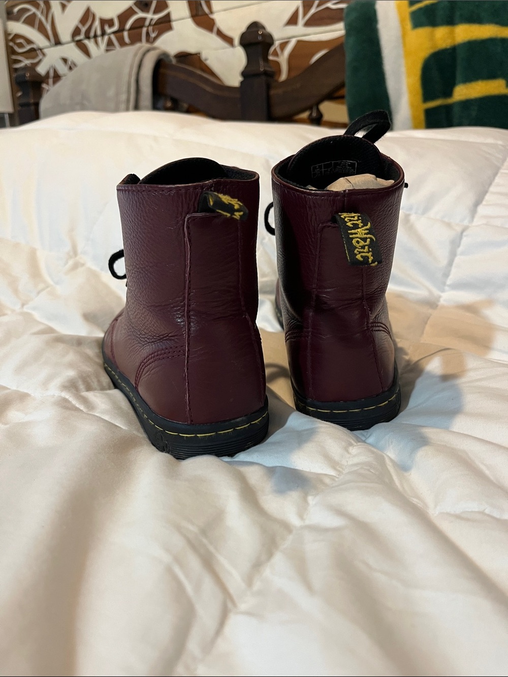 DR. MARTENS LEYTON CHERRY RED LEATHER CASUAL BOOTS - Picture 4 of 8